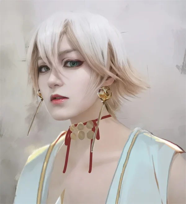 陰陽師 阿修羅・釈迦天・インドラ コスプレウィッグ 陰陽寮手配 短い合成繊維+ウィッグキャップ - 画像 (5)
