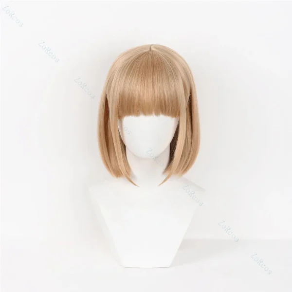 アニメ『青の箱』金森千夏コスプレ ライトブラウン短髪 ハロウィンパーティー女性用假发 - 画像 (2)