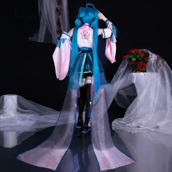 陰陽師×ミク コスプレ衣装 ウィッグ 付 日本式着物 ハロウィンパーティー衣装 - 画像 (5)