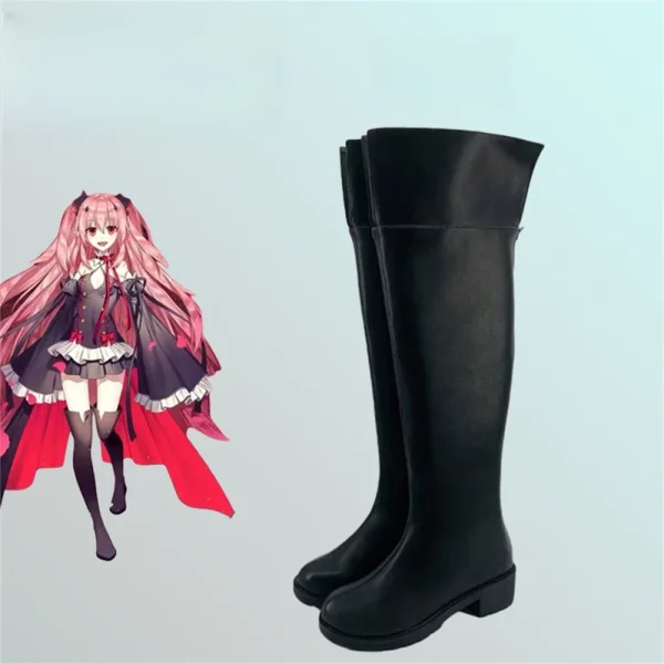 終わりのセラフ クルル・テペス コスプレ靴 黒長筒 女性用アニメコスプレ ハロウィン 男性用も - 画像 (4)