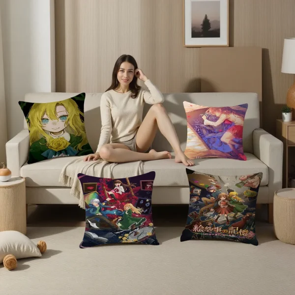 クラシックホラーゲームIb 恐怖の美術館 枕カバー デザインクッション ホリデー装飾 - 画像 (2)