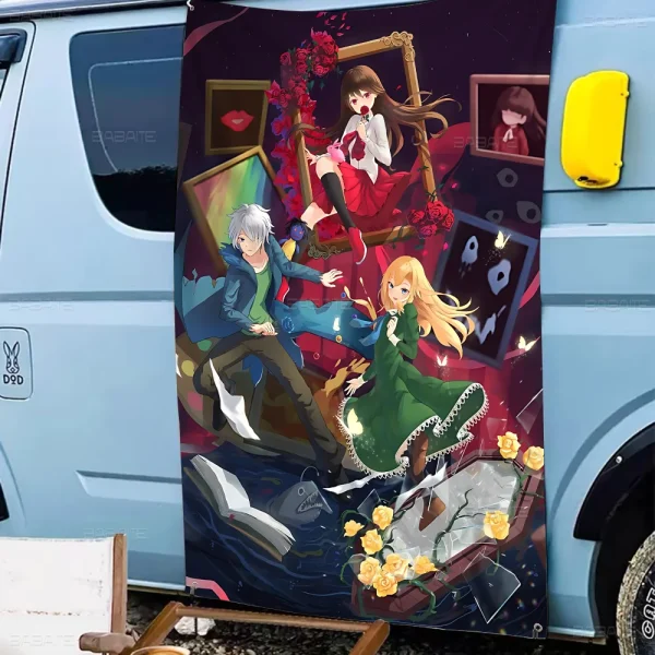 クラシックホラーIb恐怖美術館 DIYフラッグ ファミリー写真 リビング装飾 壁アート - 画像 (2)