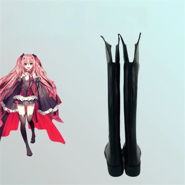 終わりのセラフ クルル・テペス コスプレ靴 黒長筒 女性用アニメコスプレ ハロウィン 男性用も - 画像 (3)
