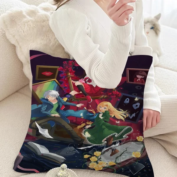 クラシックホラーゲームIb 恐怖の美術館 枕カバー デザインクッション ホリデー装飾 - 画像 (9)