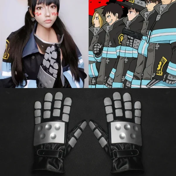 シンラ・クサカベ 炎炎消防隊 コスプレ フルフィンガー手袋 マスク 帽子 プロップス - 画像 (4)