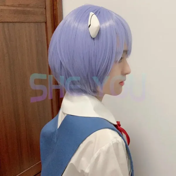 EVA アニメ アヤナミ・レイ 短髪 耐熱ウィッグ コスプレ用 ヘアピン付 - 画像 (2)