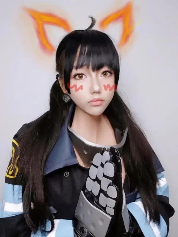 シンラ・クサカベ 炎炎消防隊 コスプレ フルフィンガー手袋 マスク 帽子 プロップス - 画像 (6)