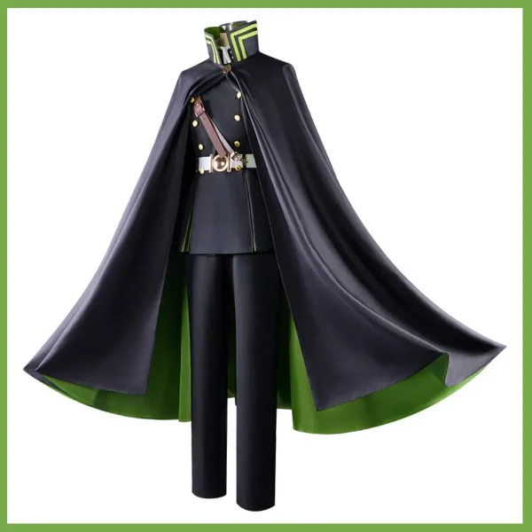 終わりのセラフ 百夜優一郎 黒マント軍服コスプレ ウィッグ付 カーニバル用 - 画像 (3)