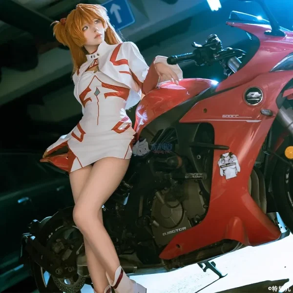 アニメ EVA アスカ ラングレー コスプレ 服装 レーシングスーツ ウィッグ 靴 セット - 画像 (4)