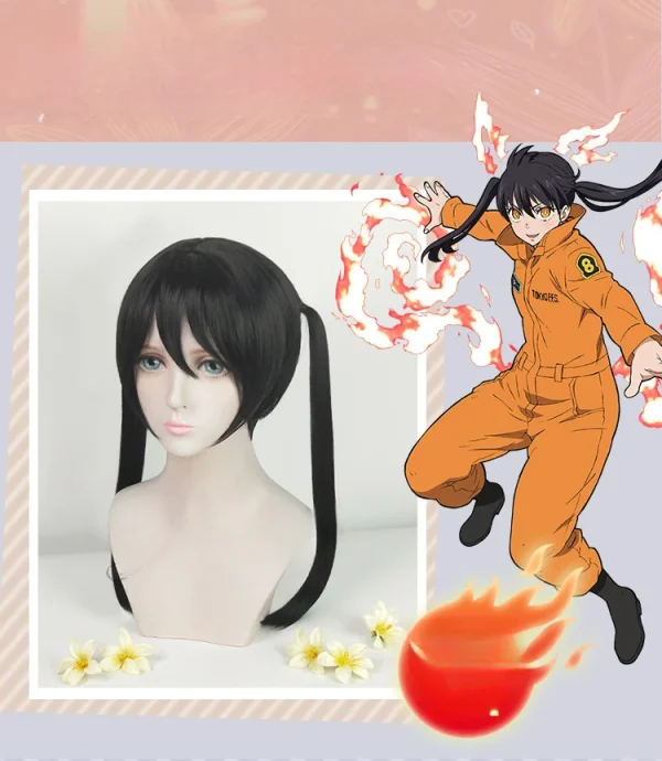 シンラ・クサカベ&纏お沢 炎炎消防隊 コスプレ ウィッグ 帽子 ヘルメット 火災サービス - 画像 (6)