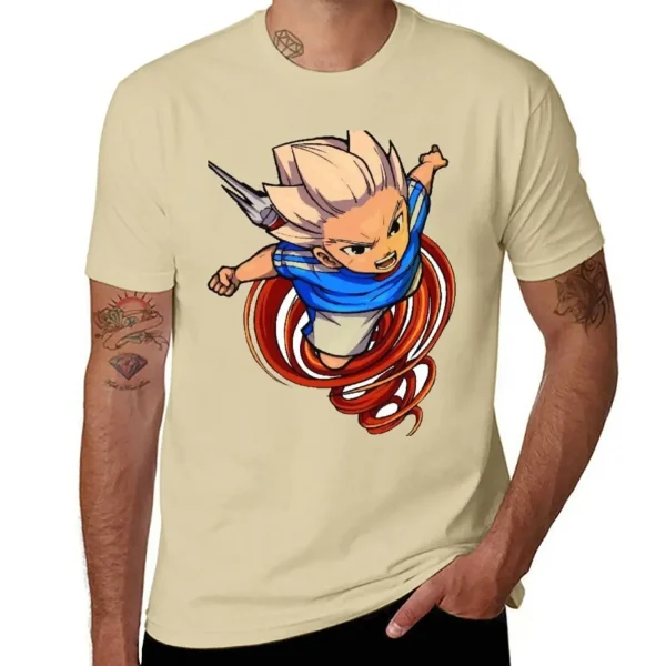 イナズマイレブン アクセルブレイズ 豪炎寺修也 ファンアートTシャツ メンズ アニメ 夏服 - 画像 (4)