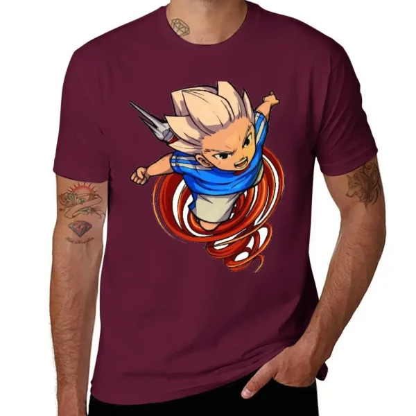イナズマイレブン アクセルブレイズ 豪炎寺修也 ファンアートTシャツ メンズ アニメ 夏服 - 画像 (3)