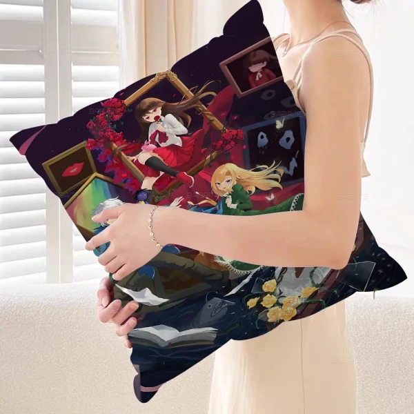 クラシックホラーゲームIb 恐怖の美術館 枕カバー デザインクッション ホリデー装飾 - 画像 (5)